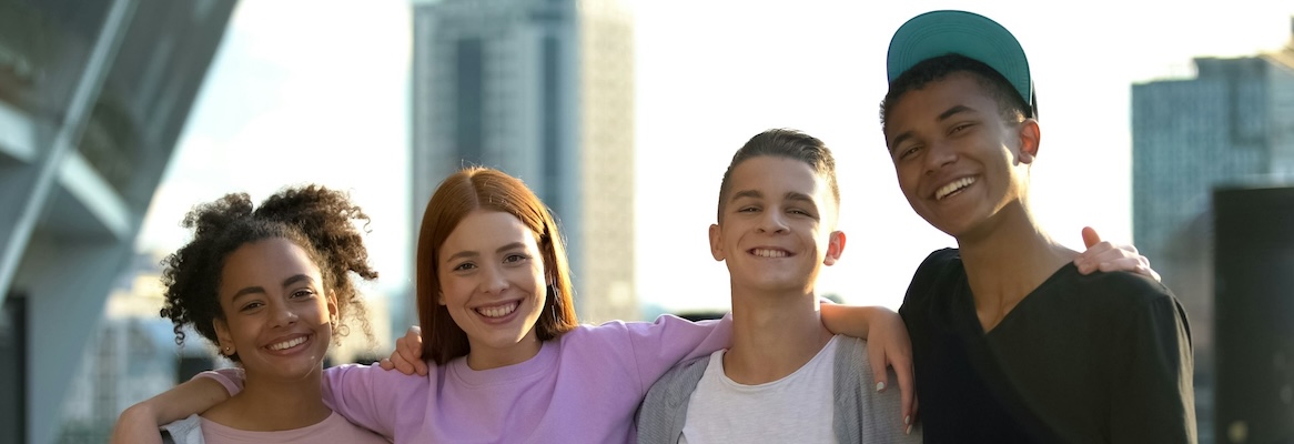 Teens standing outside