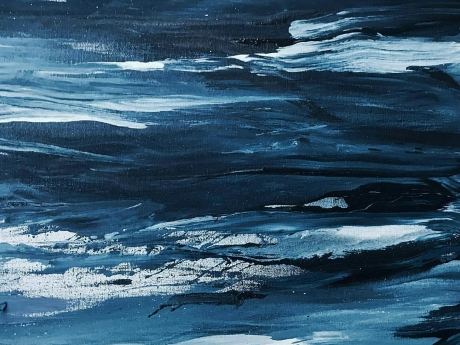 Blue and white abstract painting 
