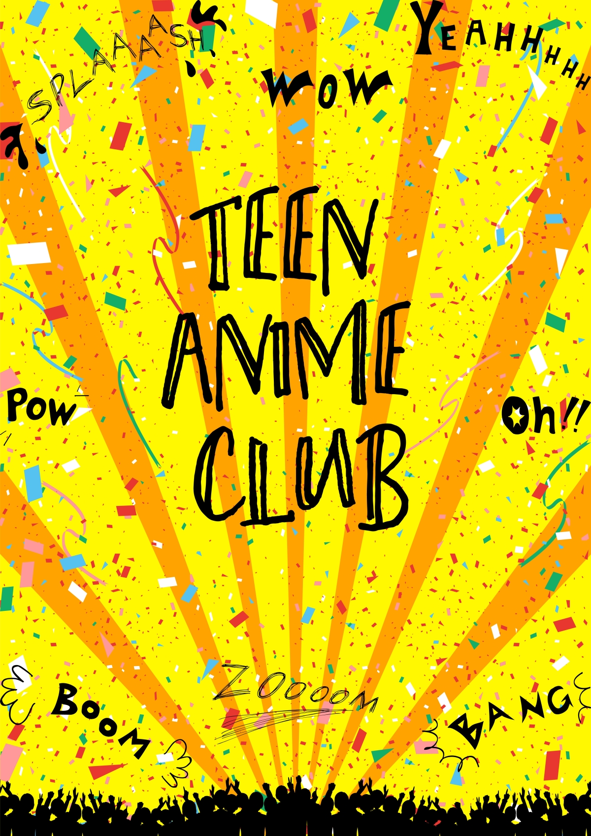 Yellow poster for Teen Anime Club