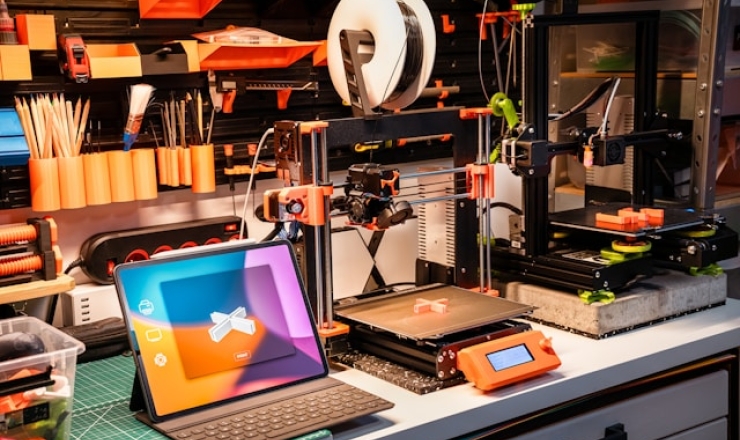 makerspace desktop with 3d printer