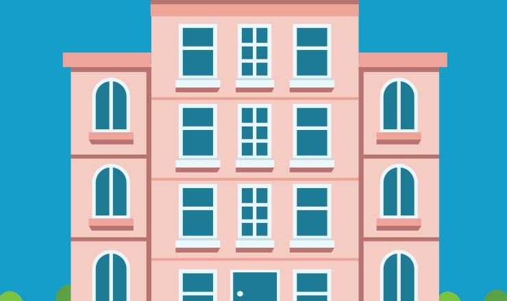 Pink multi-story building